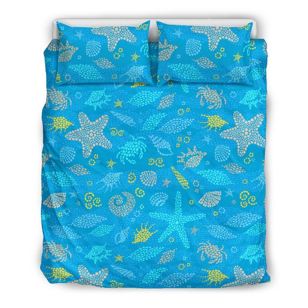 Starfish Ocean Print Pattern Duvet Cover Bedding Set-grizzshop