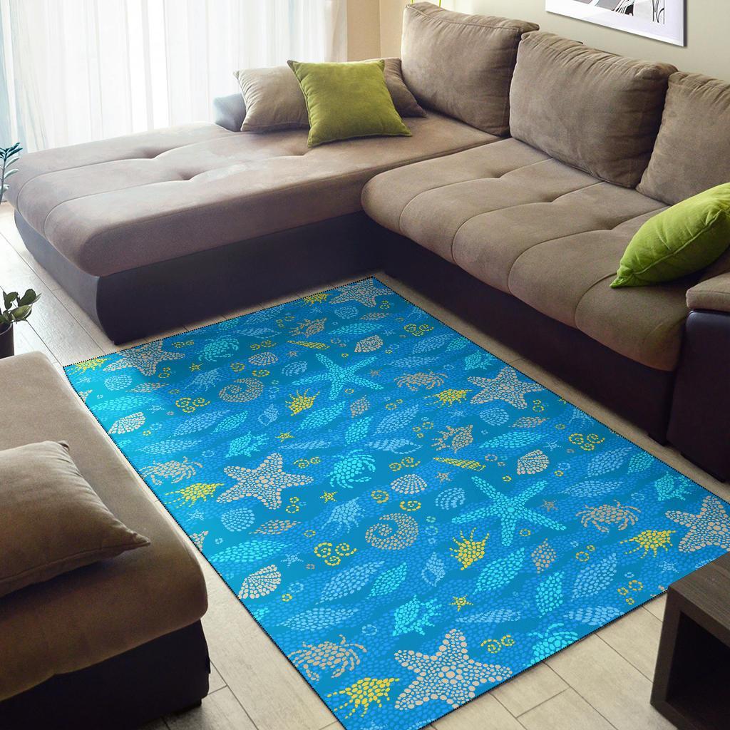 Starfish Ocean Print Pattern Floor Mat-grizzshop