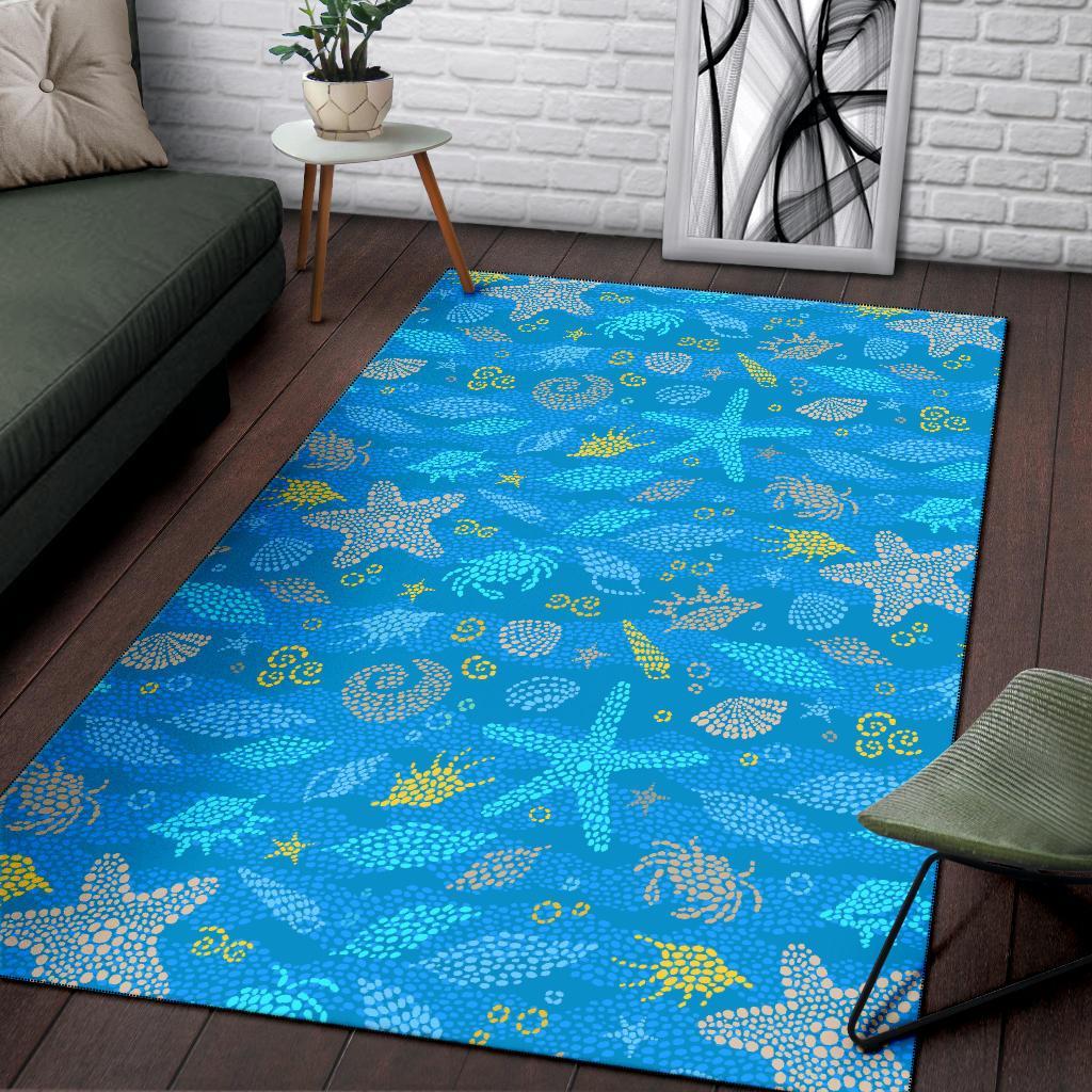 Starfish Ocean Print Pattern Floor Mat-grizzshop