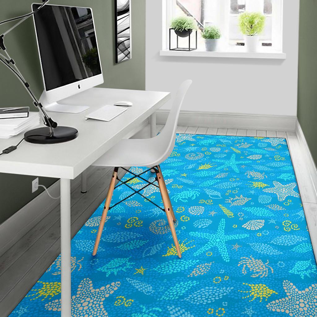 Starfish Ocean Print Pattern Floor Mat-grizzshop