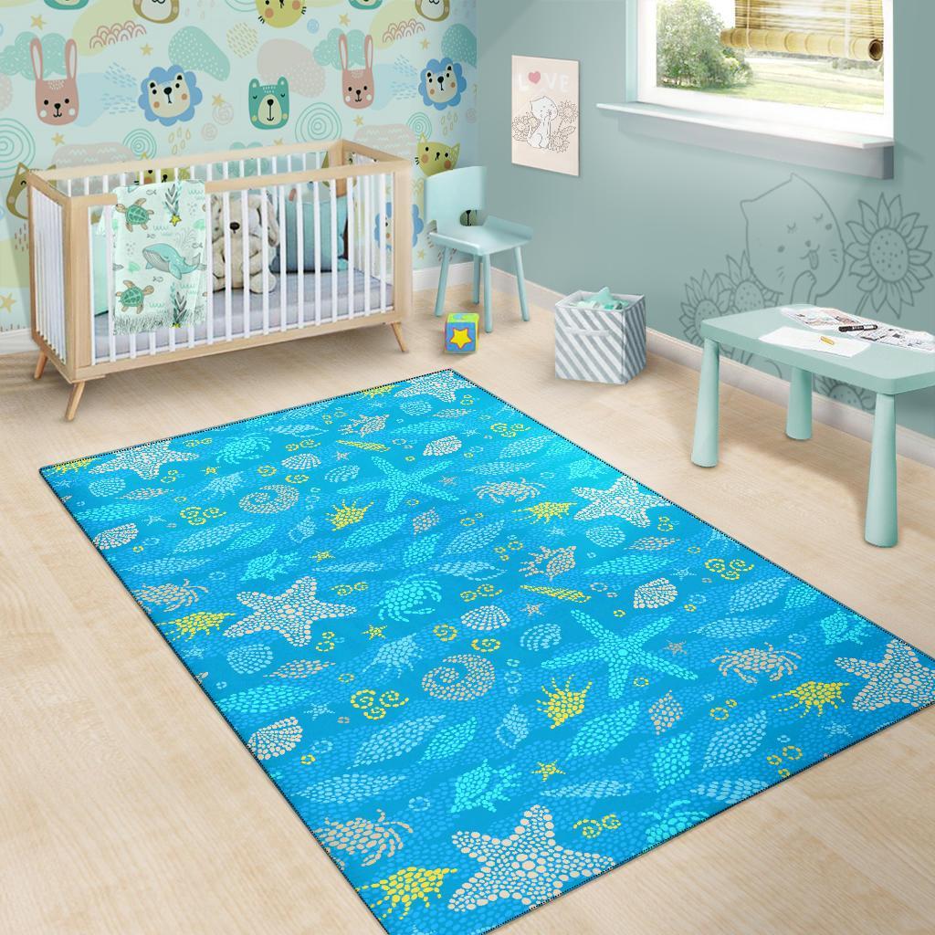 Starfish Ocean Print Pattern Floor Mat-grizzshop