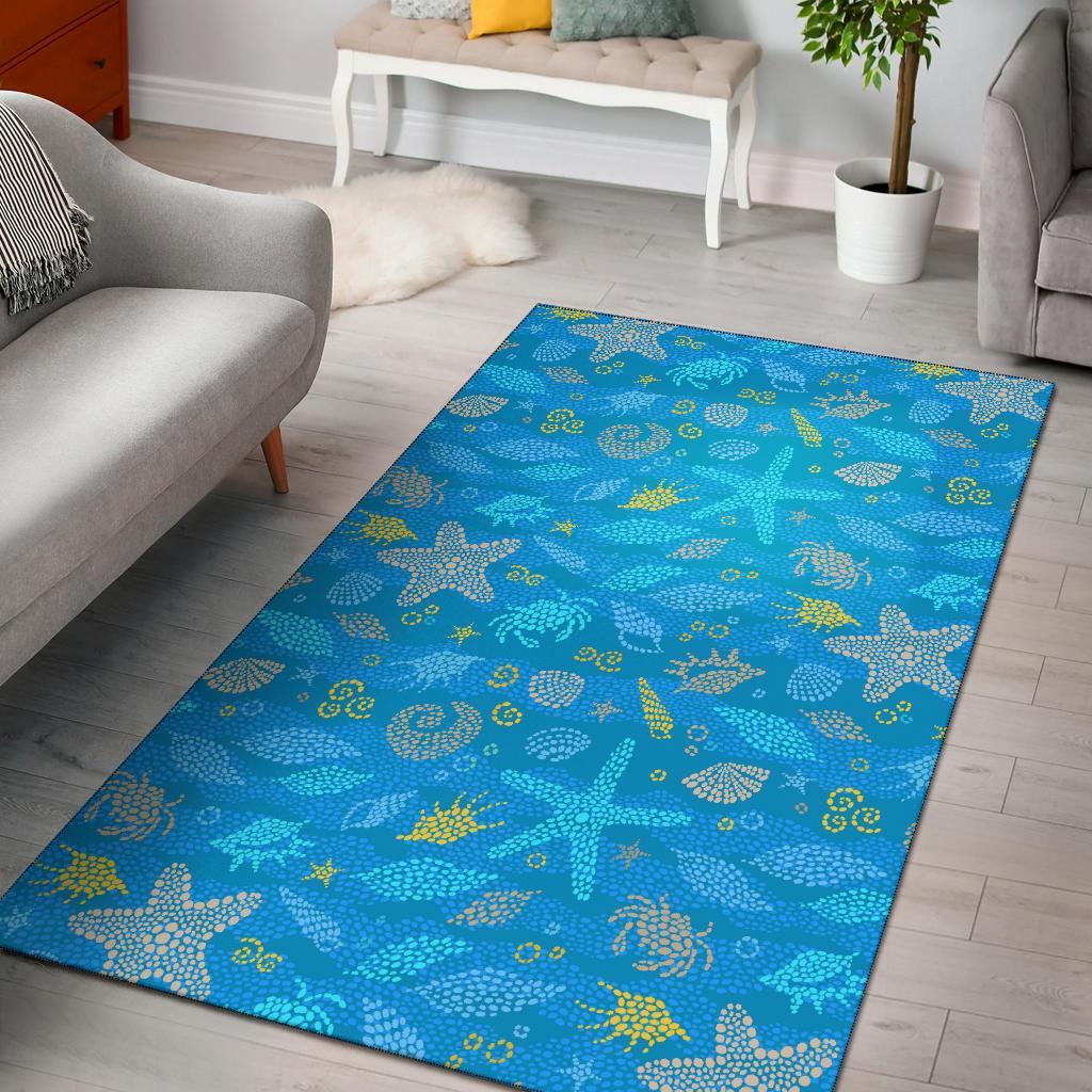 Starfish Ocean Print Pattern Floor Mat-grizzshop