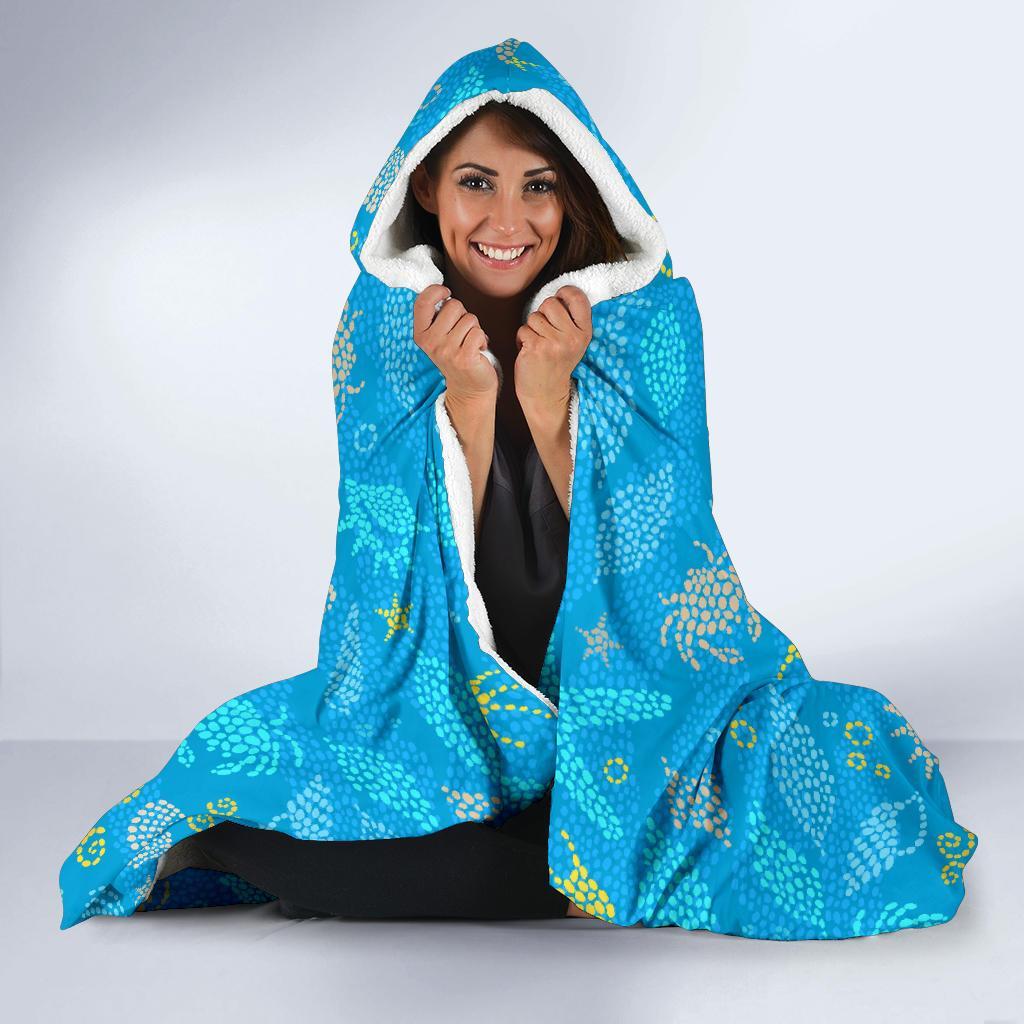 Starfish Ocean Print Pattern Hooded Blanket-grizzshop