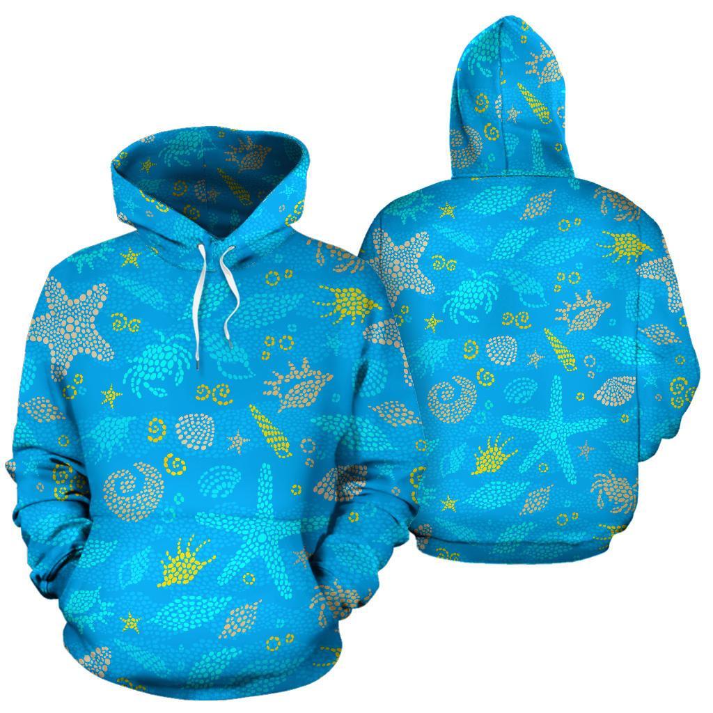 Starfish Ocean Print Pattern Men Women Pullover Hoodie-grizzshop