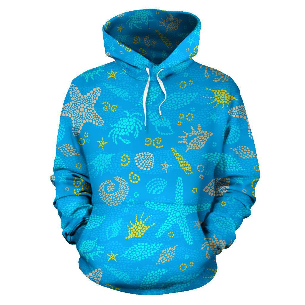 Starfish Ocean Print Pattern Men Women Pullover Hoodie-grizzshop