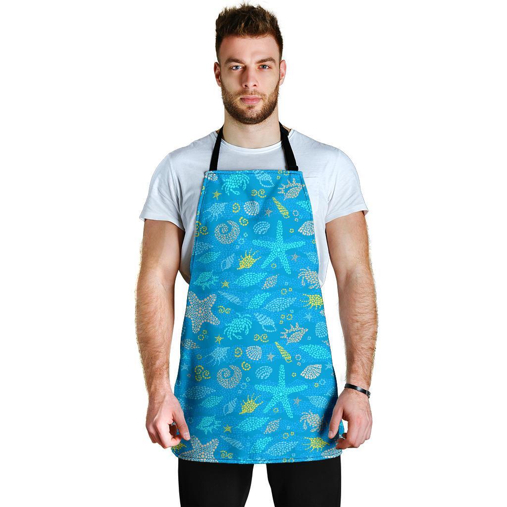 Starfish Ocean Print Pattern Men's Apron-grizzshop