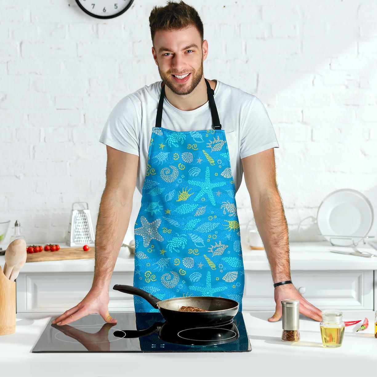 Starfish Ocean Print Pattern Men's Apron-grizzshop