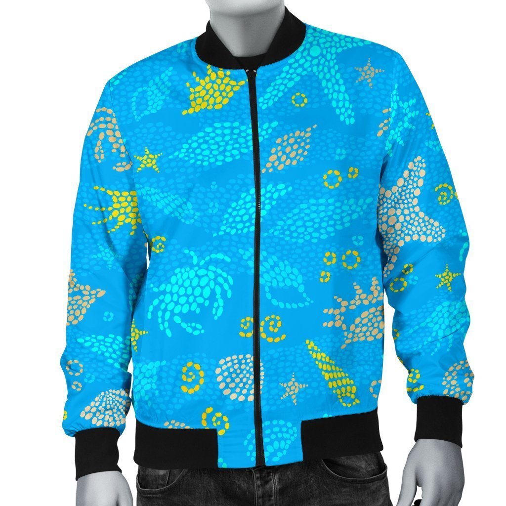 Starfish Ocean Print Pattern Men's Bomber Jacket-grizzshop