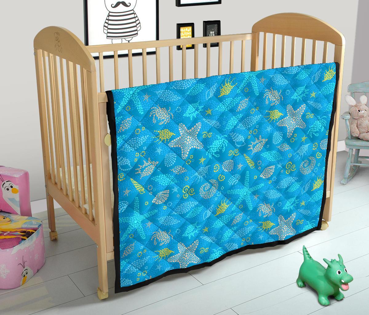 Starfish Ocean Print Pattern Quilt-grizzshop