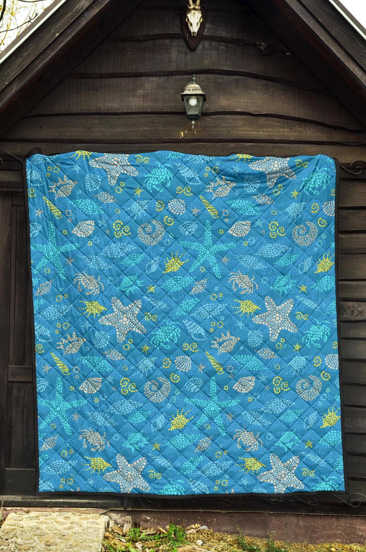 Starfish Ocean Print Pattern Quilt-grizzshop