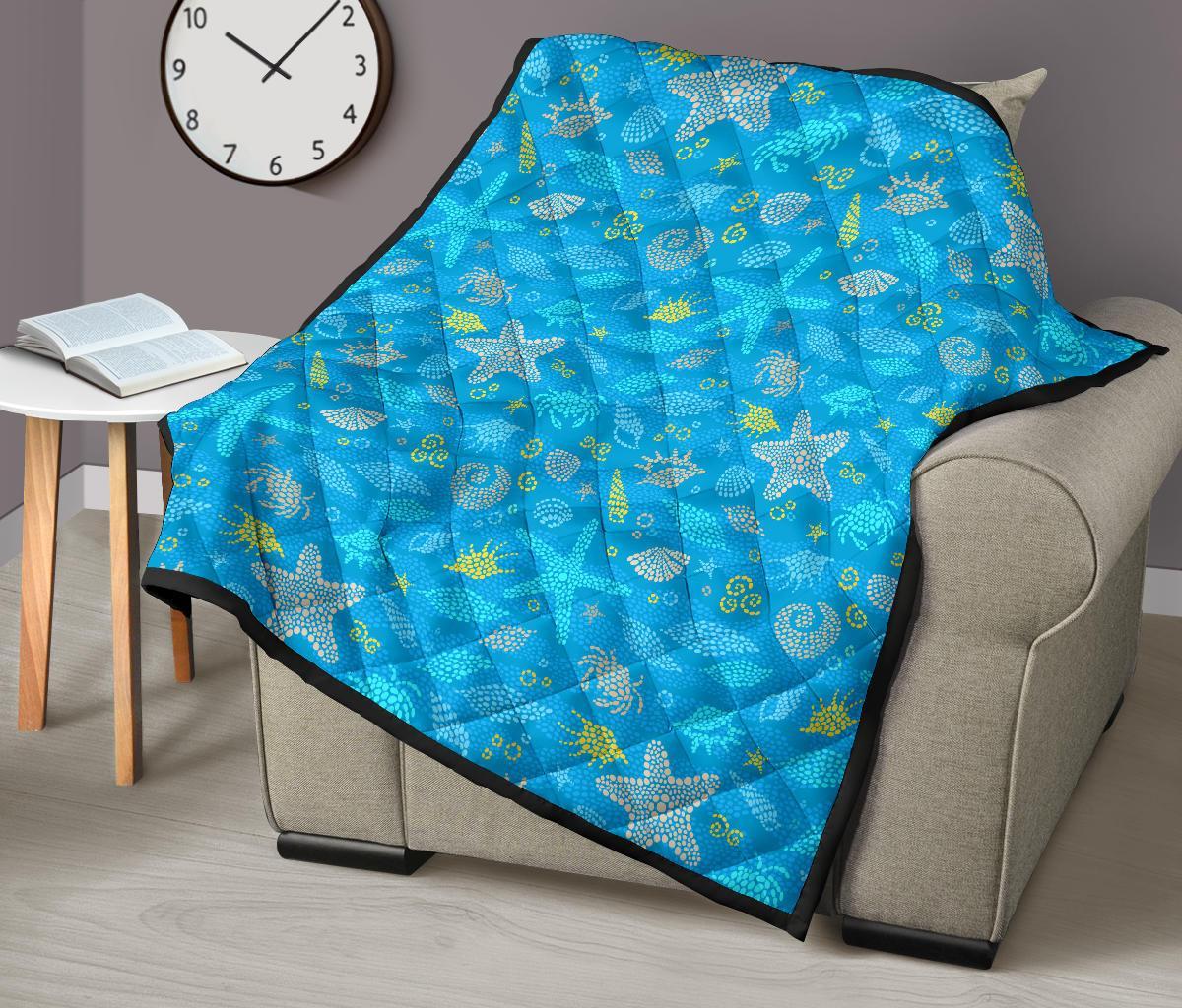 Starfish Ocean Print Pattern Quilt-grizzshop