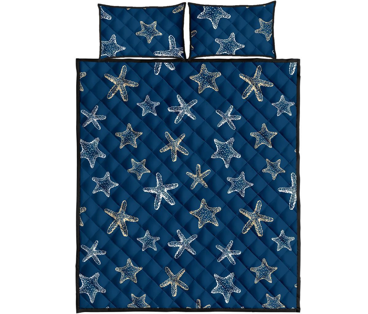 Starfish Pattern Print Bed Set Quilt-grizzshop