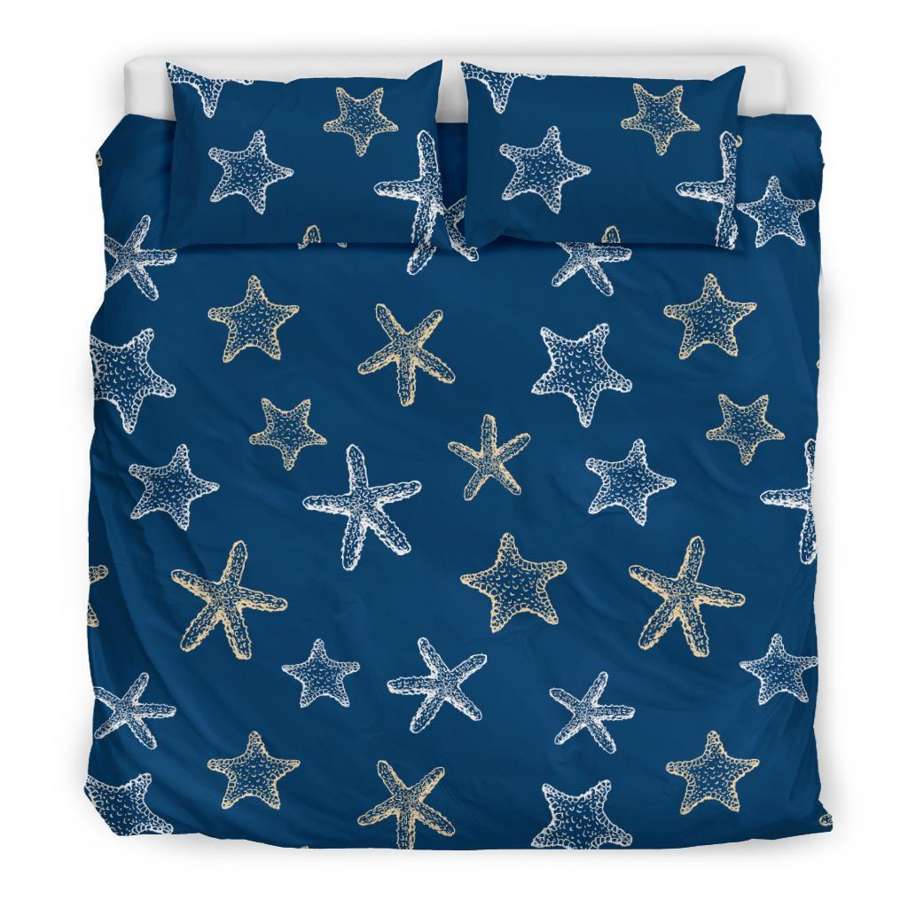 Starfish Pattern Print Duvet Cover Bedding Set-grizzshop