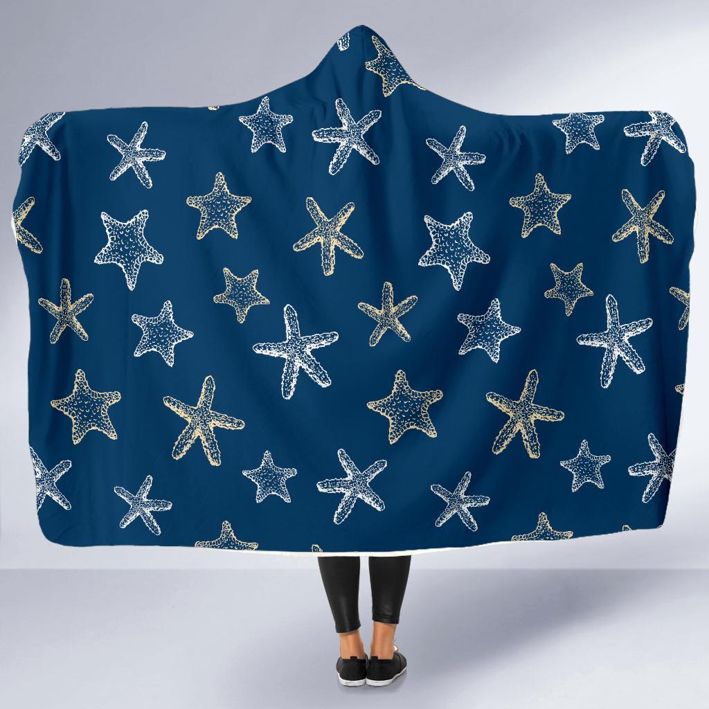 Starfish Pattern Print Hooded Blanket-grizzshop