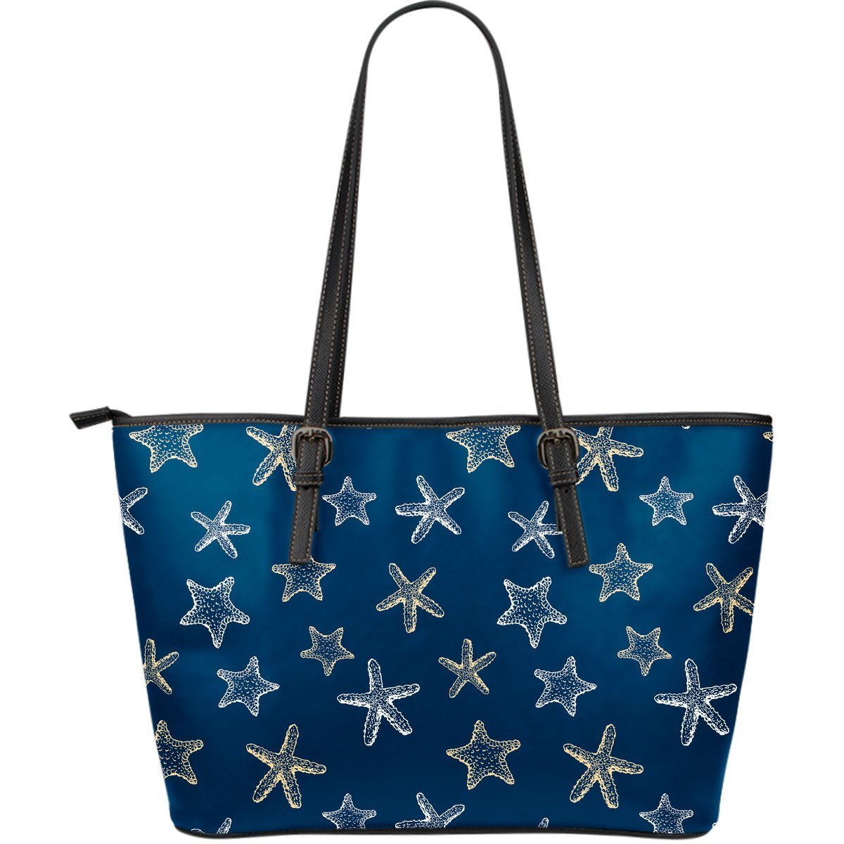 Starfish Pattern Print Leather Tote Bag-grizzshop