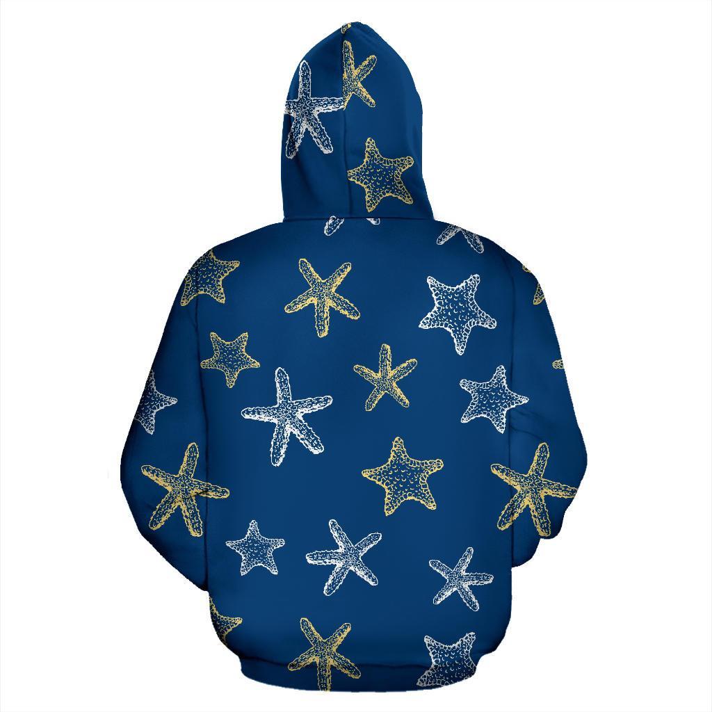 Starfish Pattern Print Men Women Pullover Hoodie-grizzshop