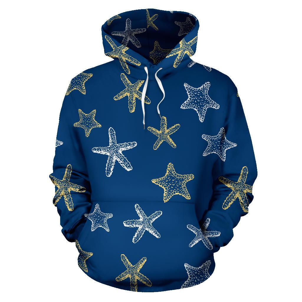 Starfish Pattern Print Men Women Pullover Hoodie-grizzshop