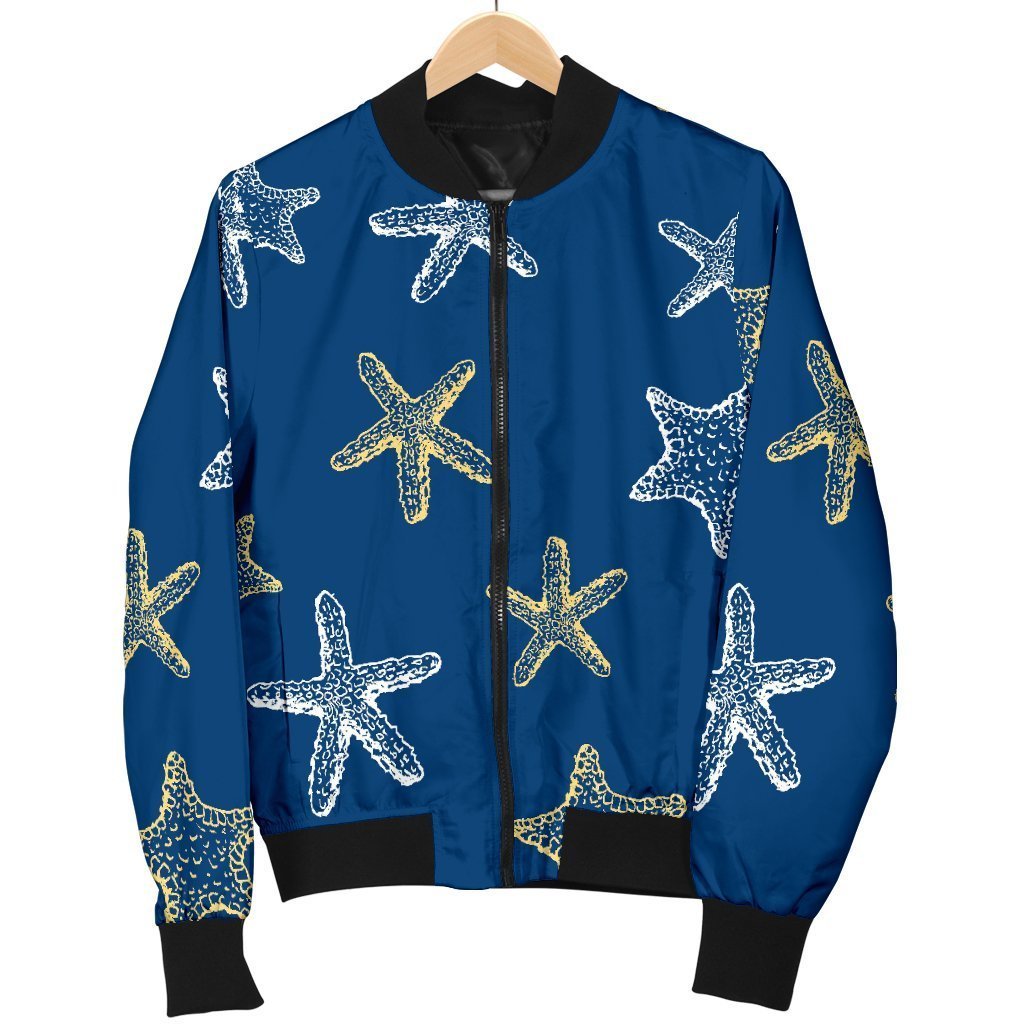 Starfish Pattern Print Men's Bomber Jacket-grizzshop