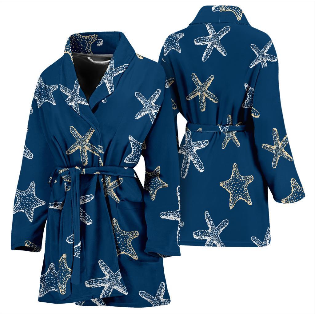 Starfish Pattern Print Women Long Robe-grizzshop