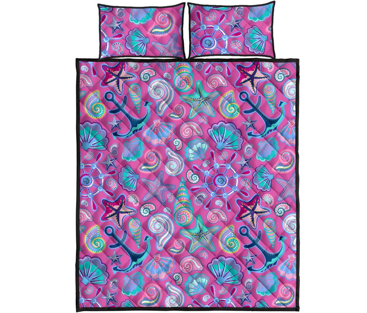 Starfish Pink Print Pattern Bed Set Quilt-grizzshop