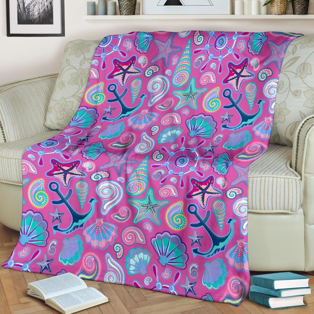 Starfish Pink Print Pattern Blanket-grizzshop