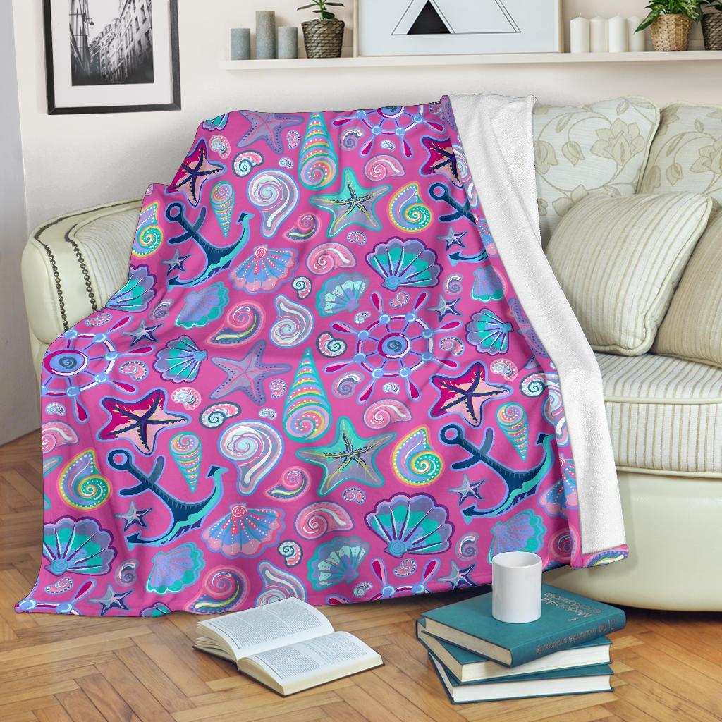 Starfish Pink Print Pattern Blanket-grizzshop