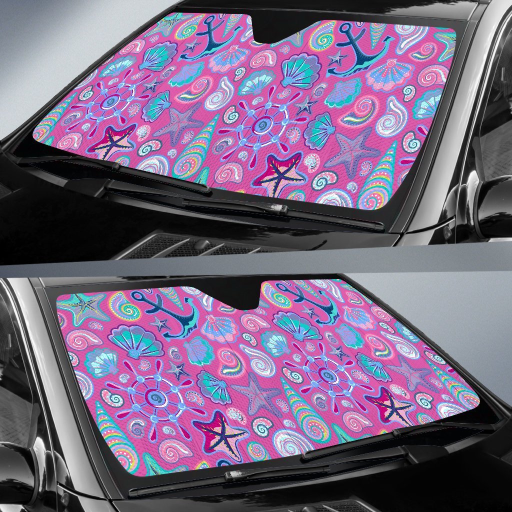 Starfish Pink Print Pattern Car Sun Shade-grizzshop