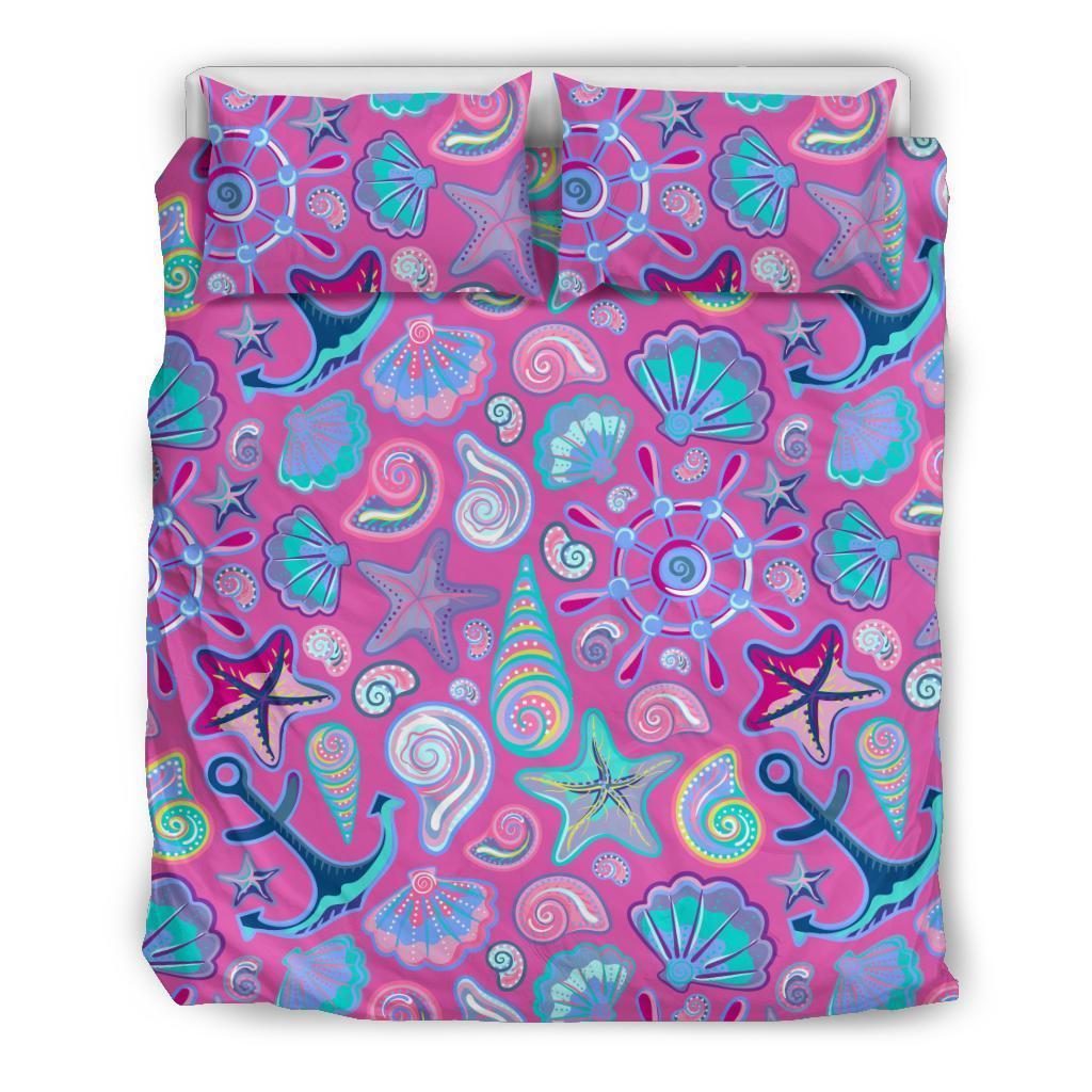 Starfish Pink Print Pattern Duvet Cover Bedding Set-grizzshop