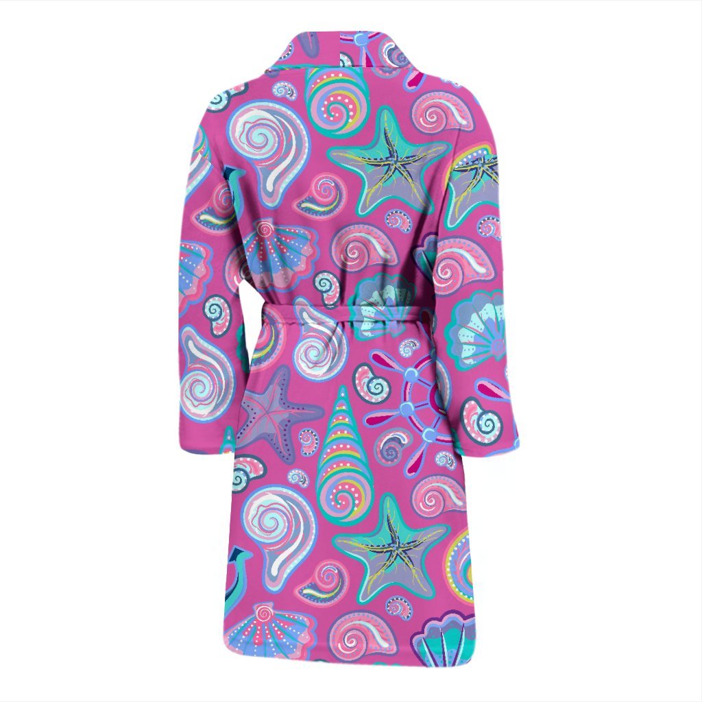 Starfish Pink Print Pattern Men Long Robe-grizzshop