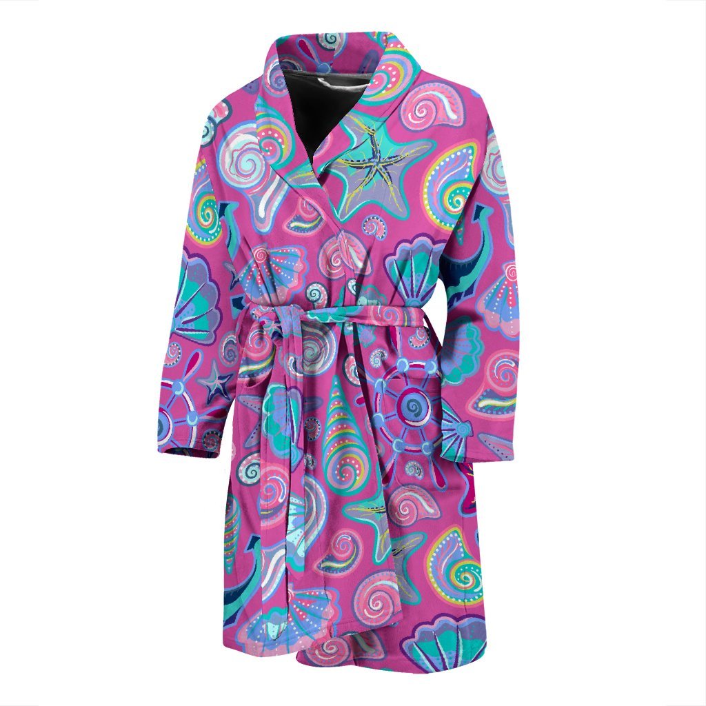 Starfish Pink Print Pattern Men Long Robe-grizzshop