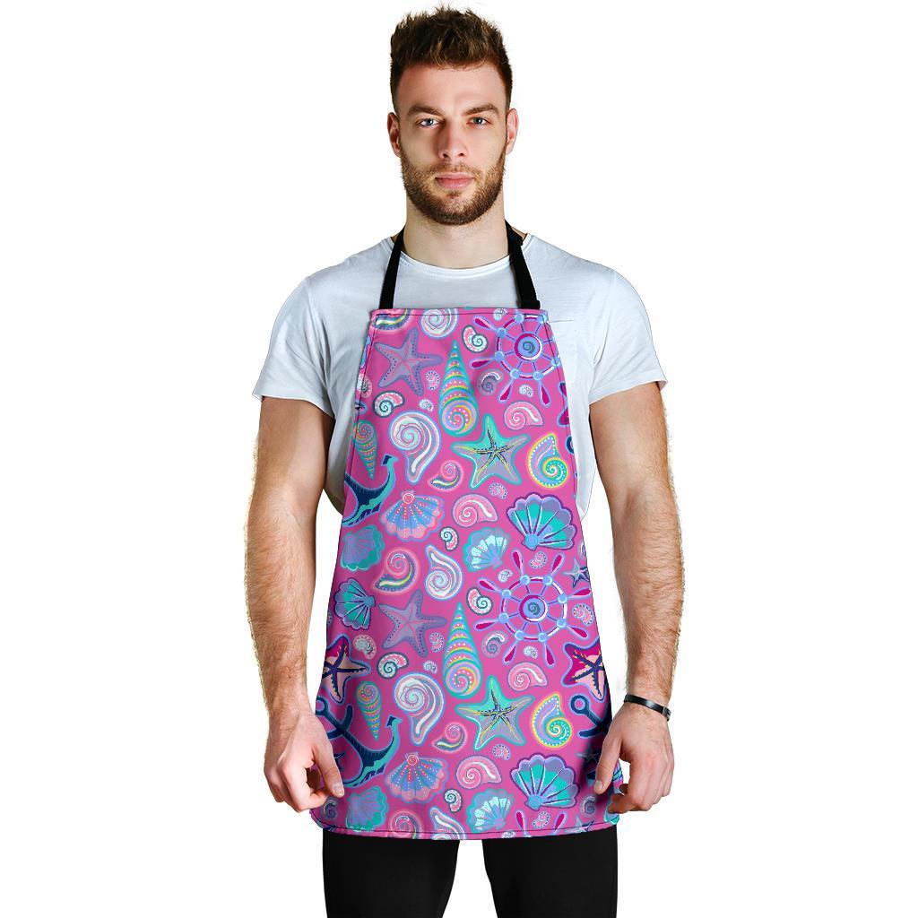 Starfish Pink Print Pattern Men's Apron-grizzshop