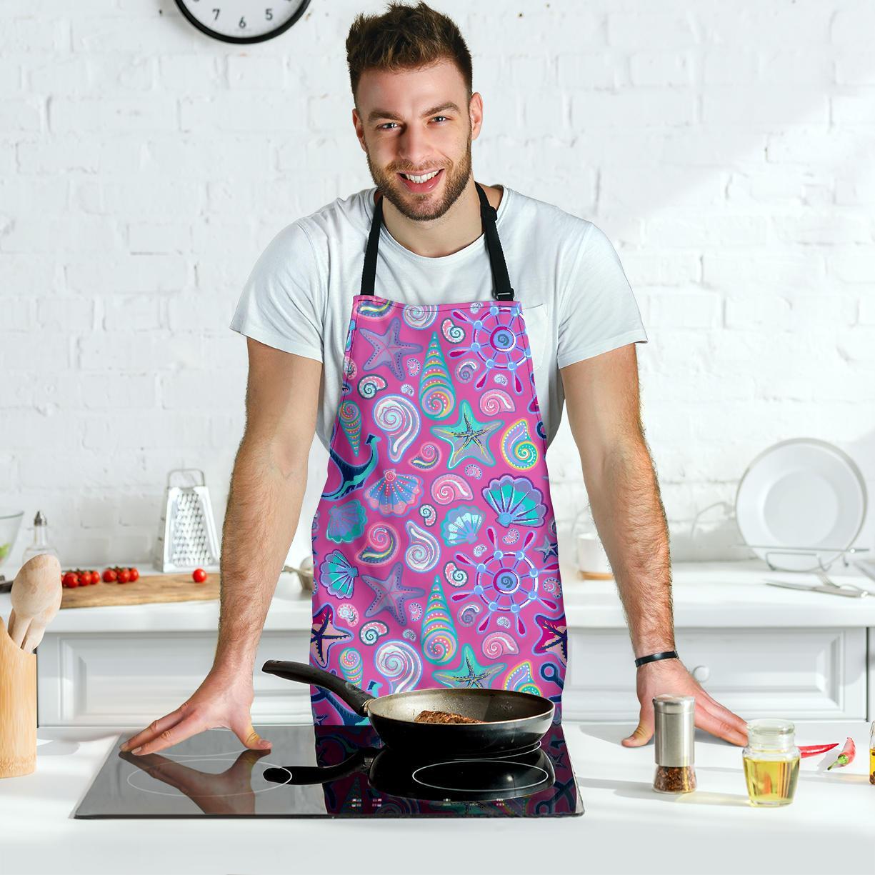 Starfish Pink Print Pattern Men's Apron-grizzshop