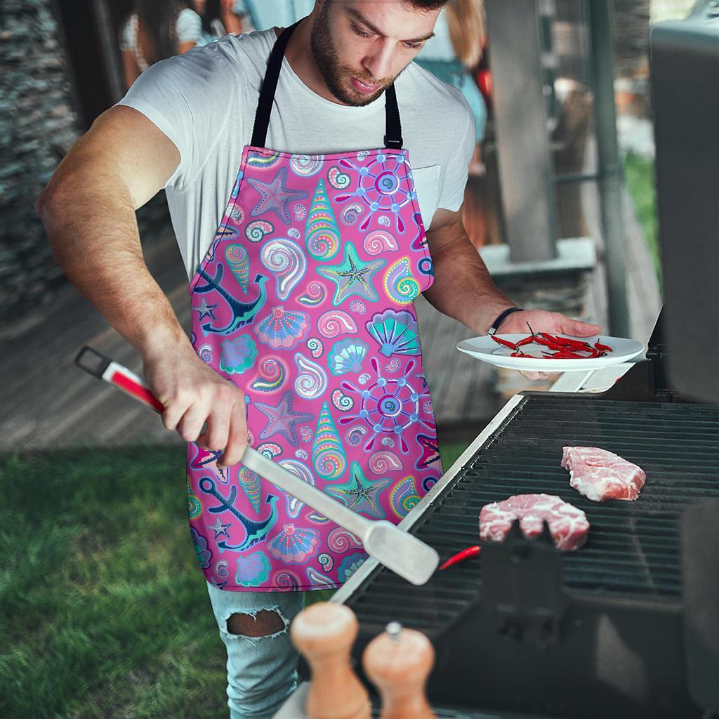 Starfish Pink Print Pattern Men's Apron-grizzshop