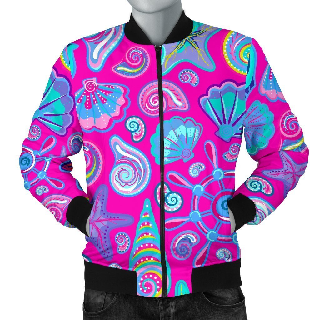 Starfish Pink Print Pattern Men's Bomber Jacket-grizzshop