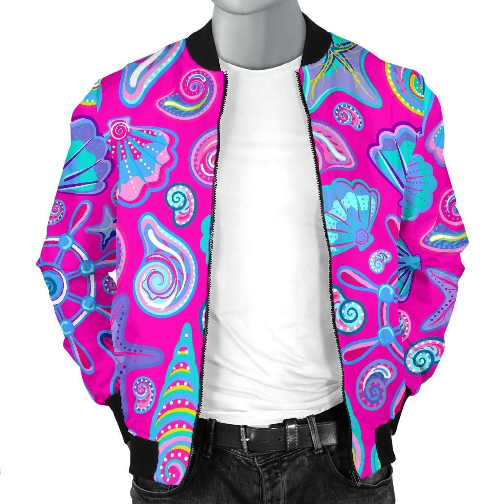 Starfish Pink Print Pattern Men's Bomber Jacket-grizzshop