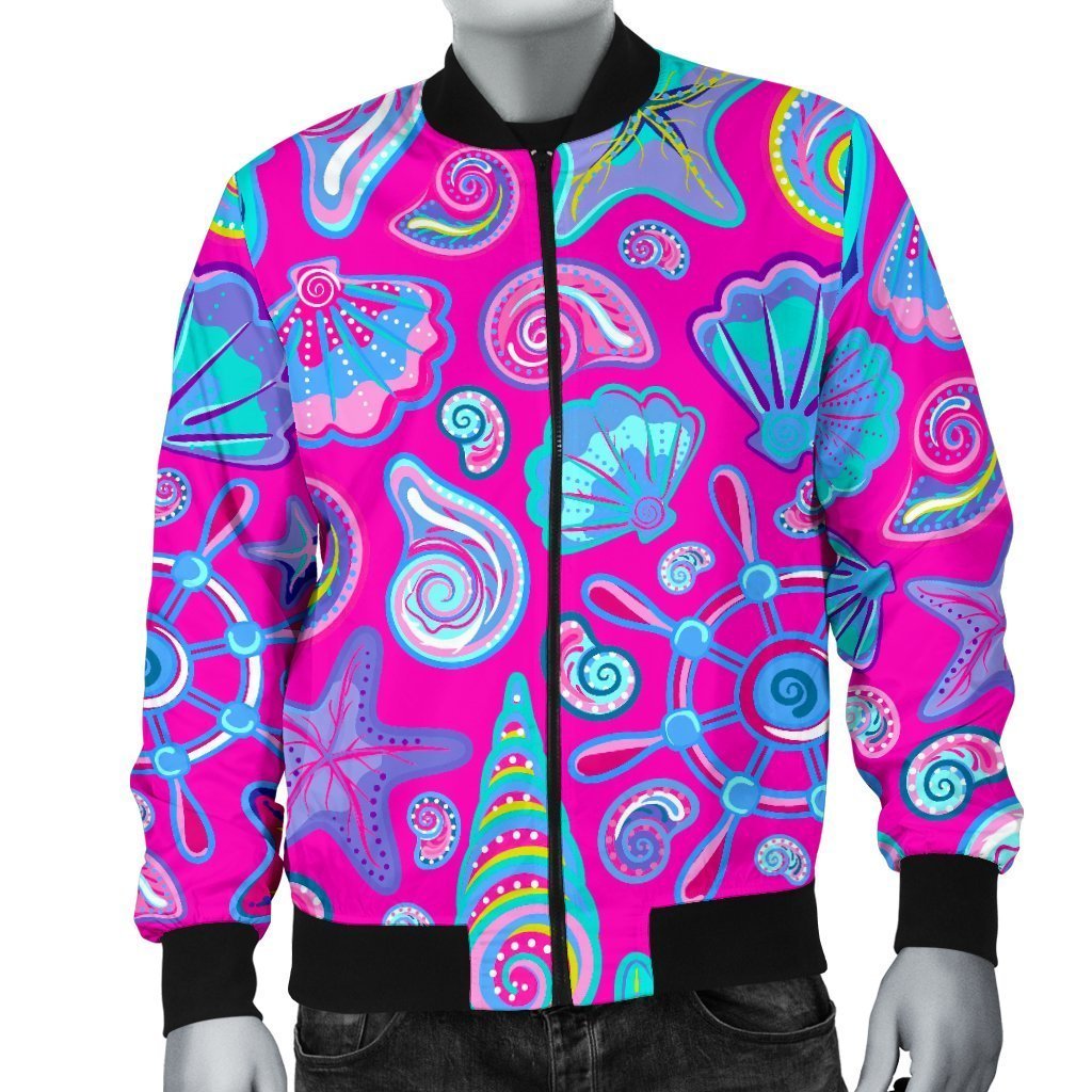 Starfish Pink Print Pattern Men's Bomber Jacket-grizzshop