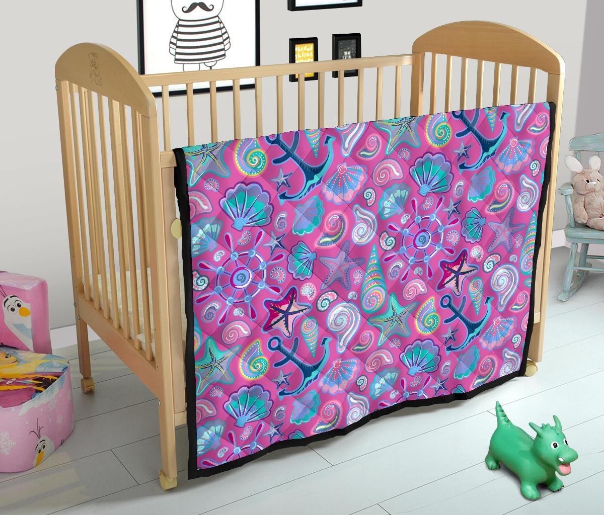 Starfish Pink Print Pattern Quilt-grizzshop