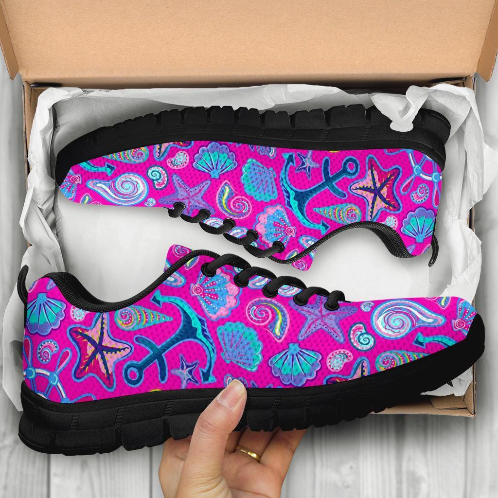 Starfish Pink Print Pattern Sneaker Shoes For Men Women-grizzshop