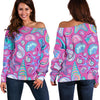 Starfish Pink Print Pattern Women Off Shoulder Sweatshirt-grizzshop