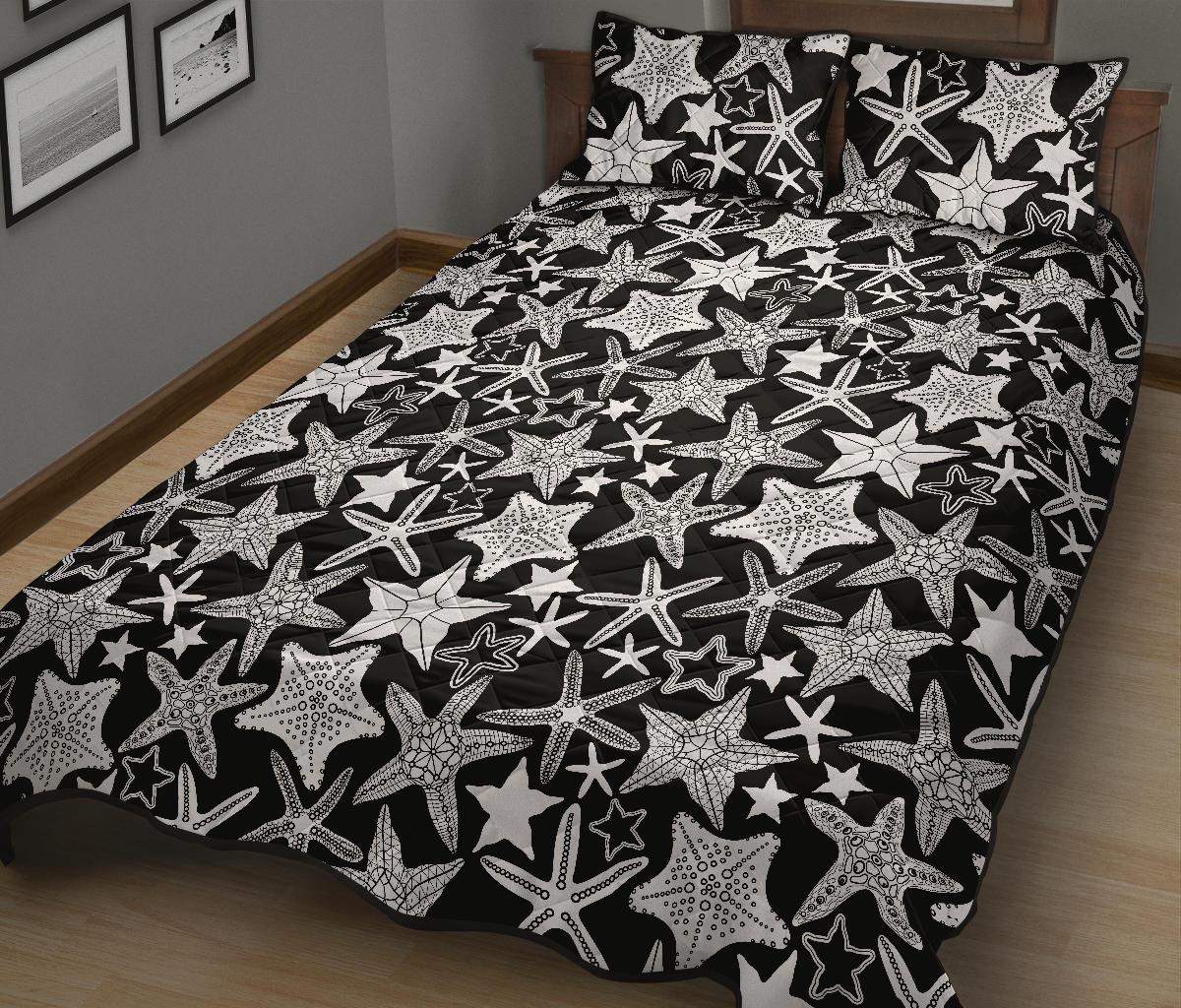 Starfish Print Pattern Bed Set Quilt-grizzshop