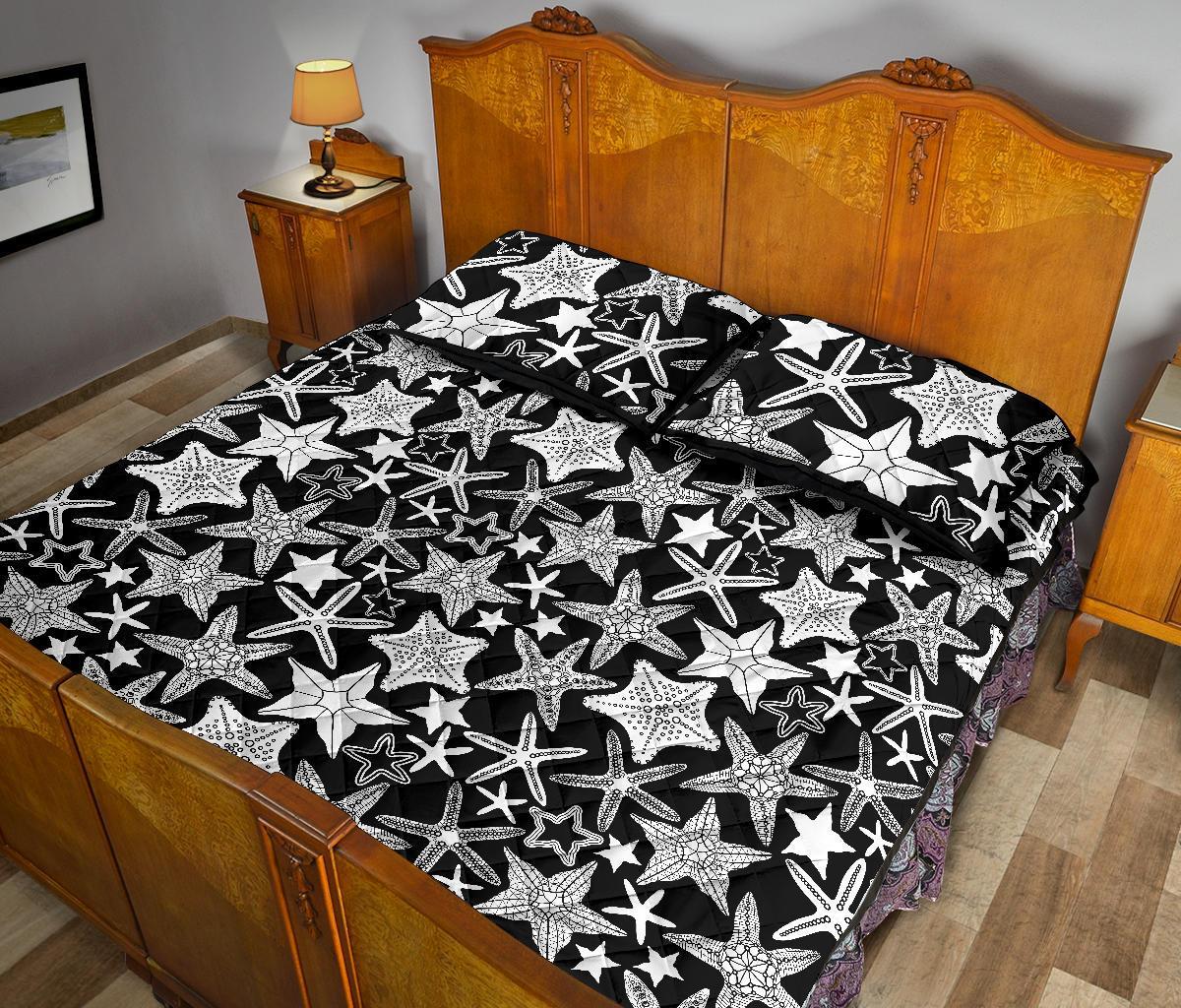 Starfish Print Pattern Bed Set Quilt-grizzshop