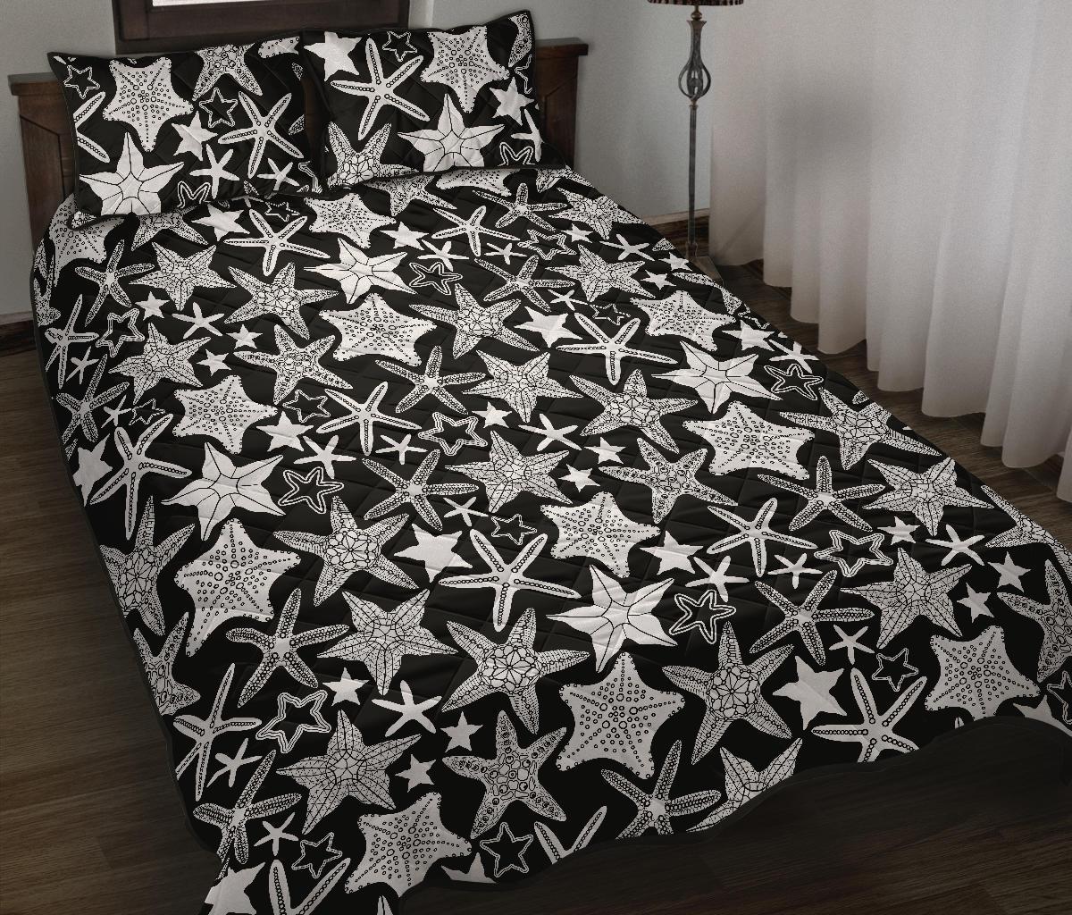 Starfish Print Pattern Bed Set Quilt-grizzshop