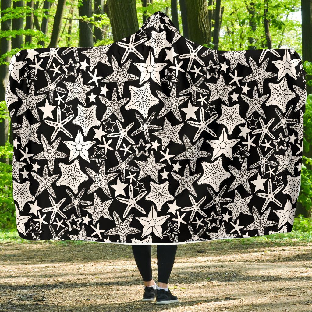 Starfish Print Pattern Hooded Blanket-grizzshop