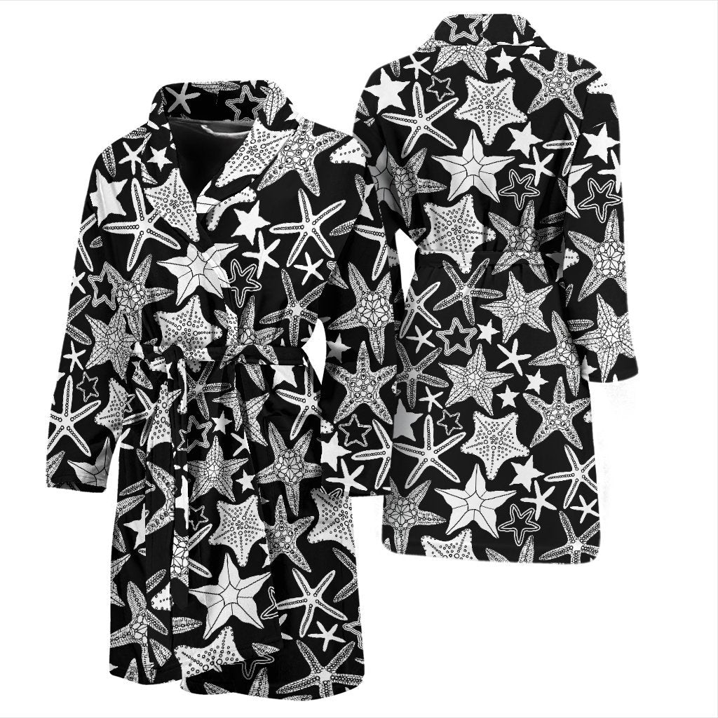 Starfish Print Pattern Men Long Robe-grizzshop