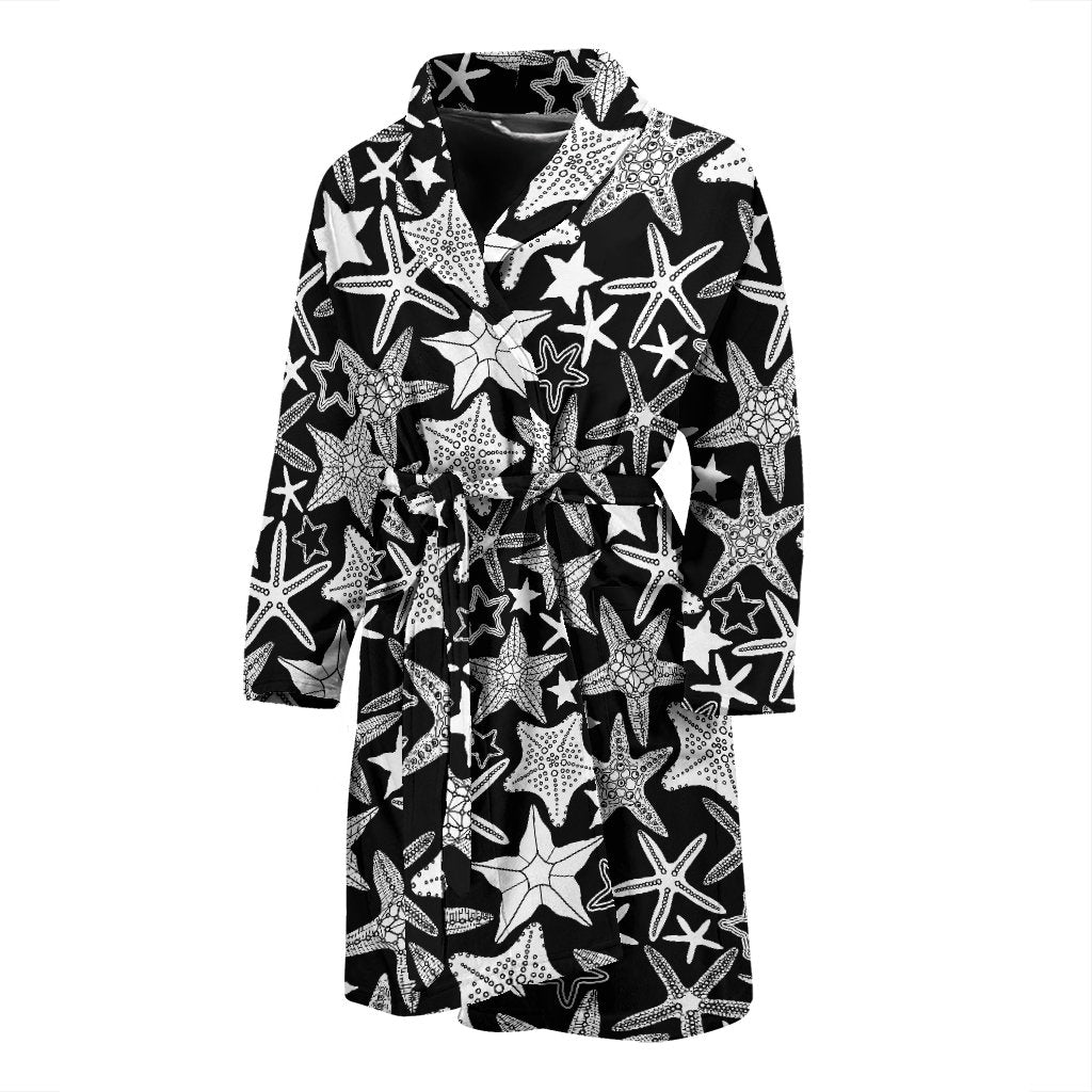 Starfish Print Pattern Men Long Robe-grizzshop