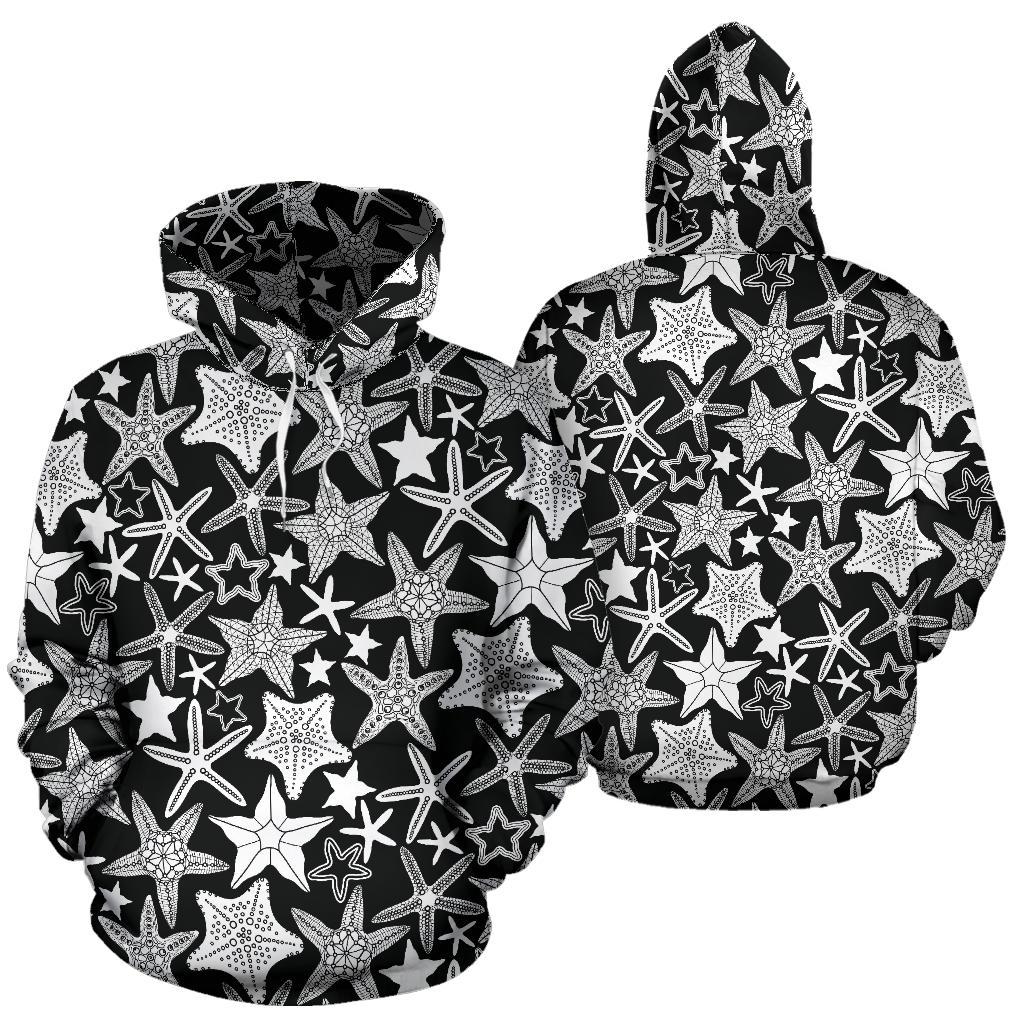 Starfish Print Pattern Men Women Pullover Hoodie-grizzshop