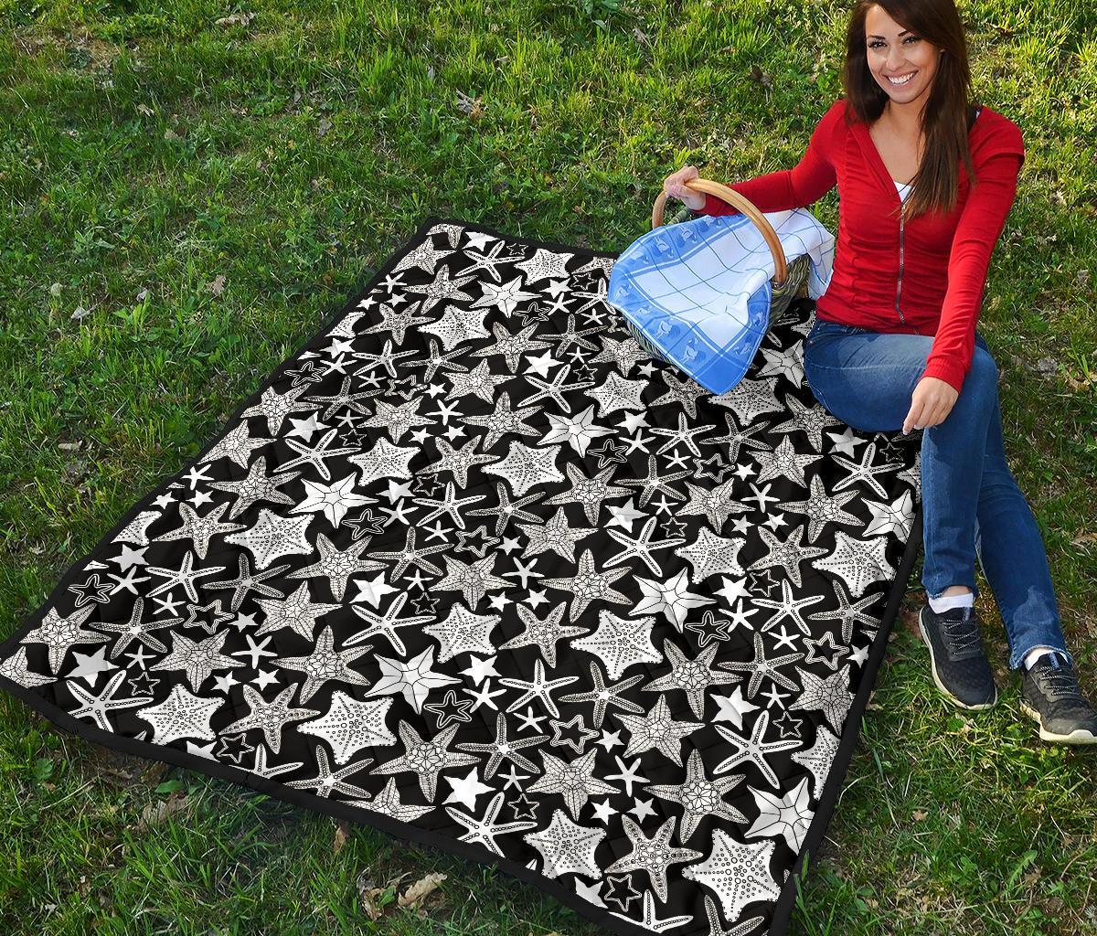 Starfish Print Pattern Quilt-grizzshop