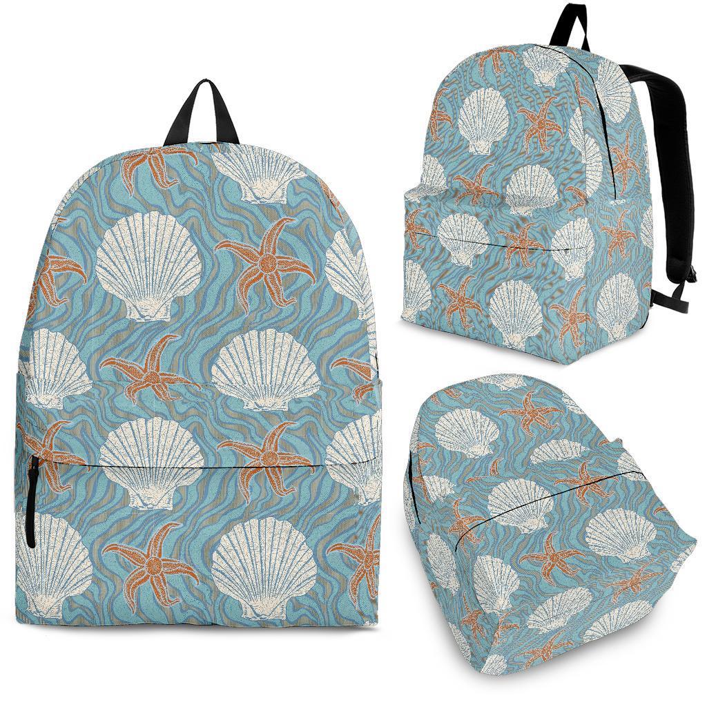 Starfish Shell Pattern Print Backpack-grizzshop