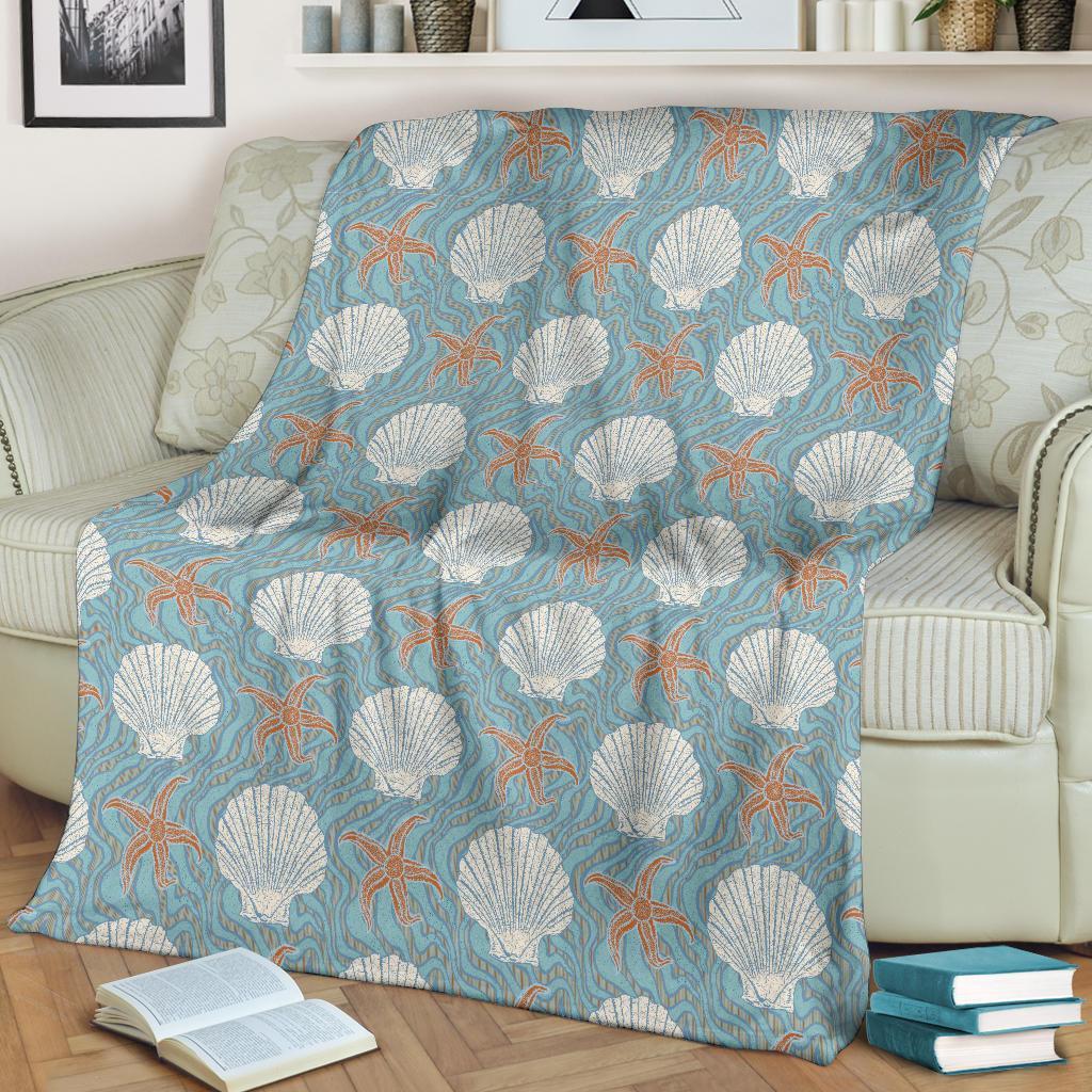 Starfish Shell Pattern Print Blanket-grizzshop