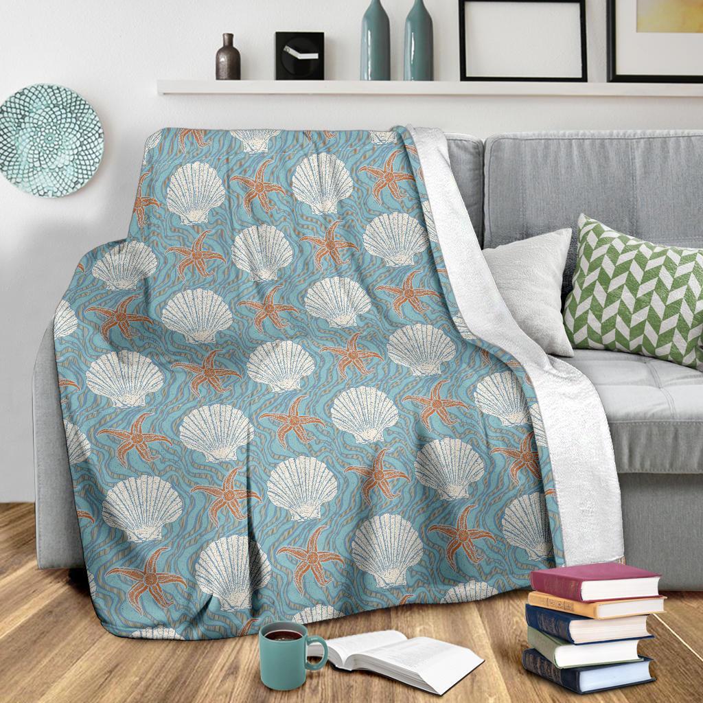 Starfish Shell Pattern Print Blanket-grizzshop